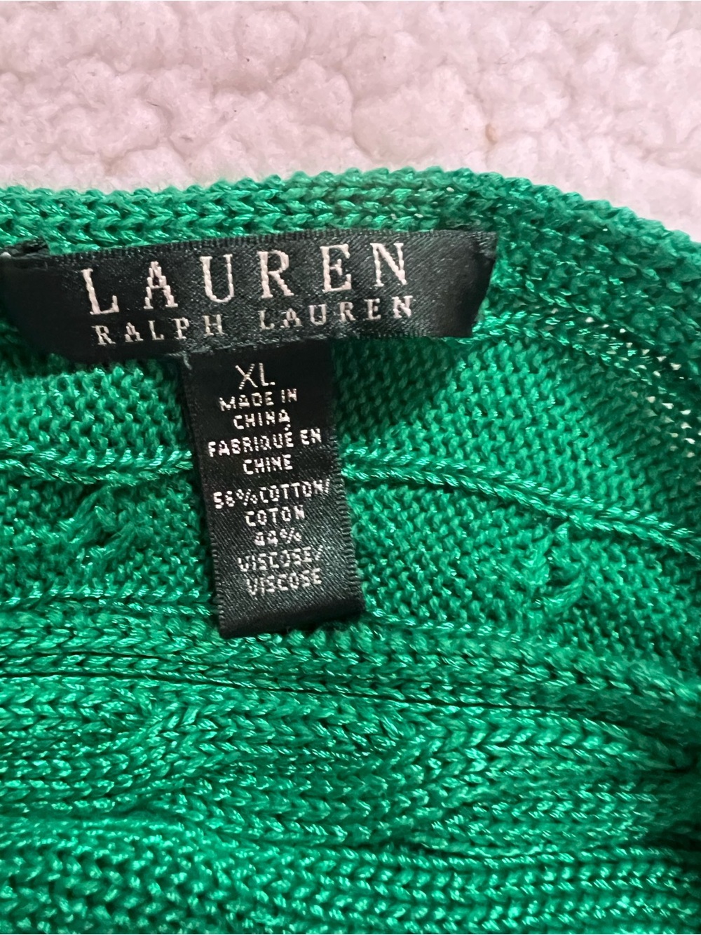 Lauren by Ralph Lauren Green Cable-Knit Boatneck Dolman Sleeve Sweater XL - Picture 4 of 9